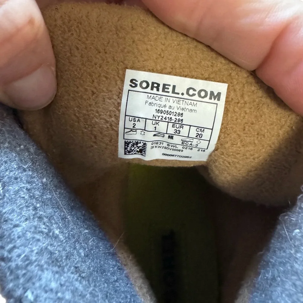 Sorel Waterproof Duck Boots Kids Brown Suede Leather Good Insulated Winter